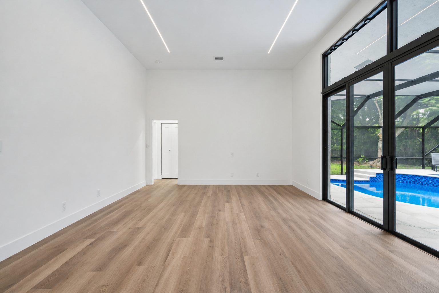 The same living room, before staging